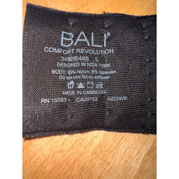 Bali Comfort Revolution Wireless Bra‎ Black Large 3488 Seamless Padded L - Image 3