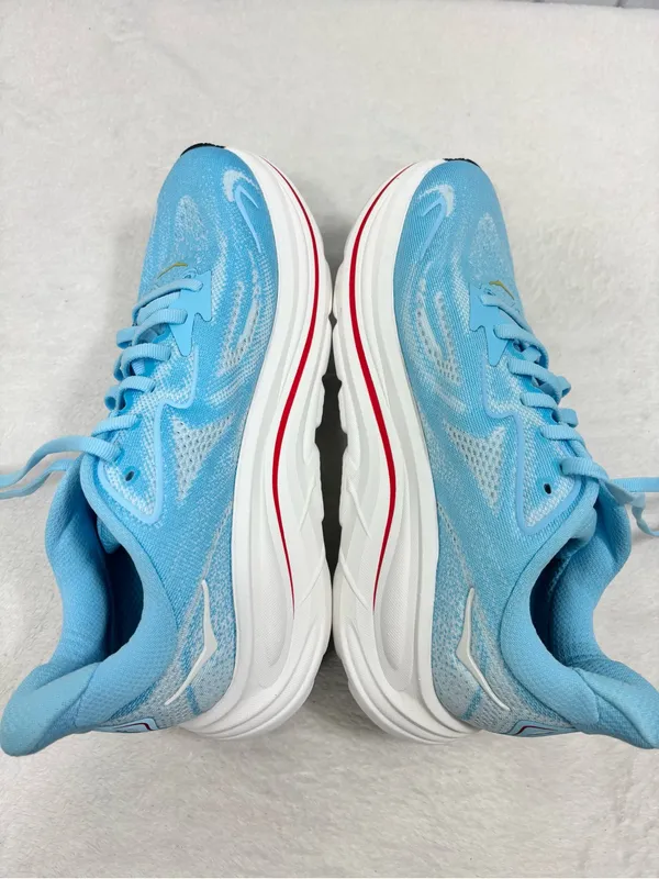 Hoka Women's Clifton 10 Women's Athletic Shoes in Light Blue with White Midsole - Image 6