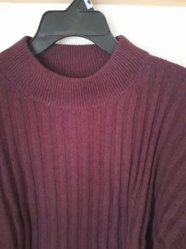 Madewell Cropped Ribbed Mockneck Sweater Plum XL NWT - Image 7
