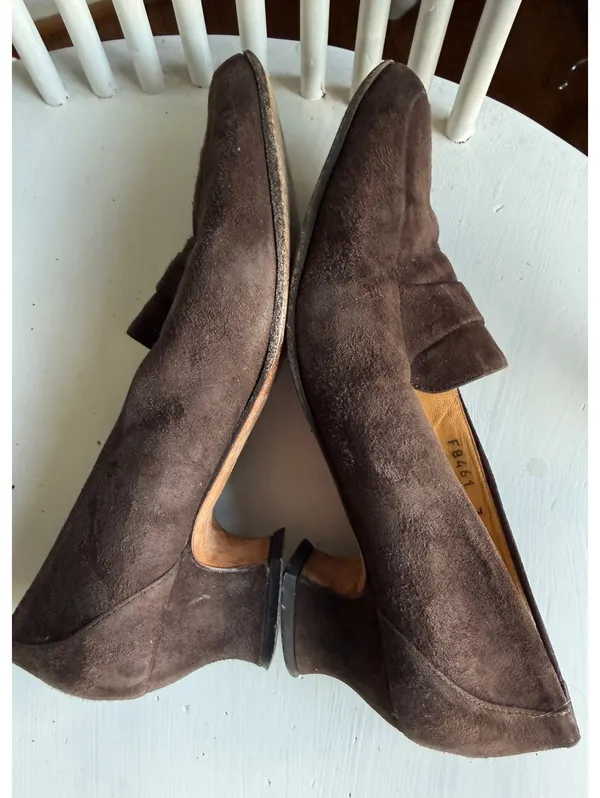 Cole Haan Brown Suede Leather Heeled Loafers Size 7B - Image 5