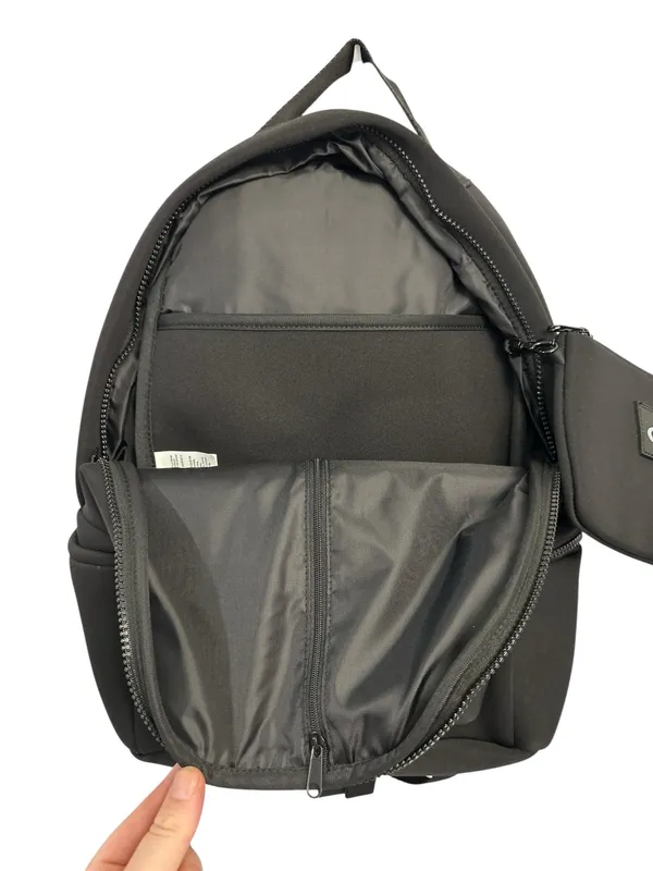 Alo Yoga Stow Backpack Black /Silver Neoprene Detachable Pouch NWT - Image 4