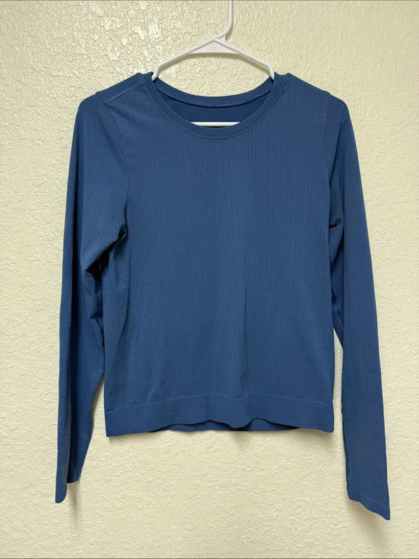 Long Sleeve Crewneck Top in Dusty Blue - Image 5