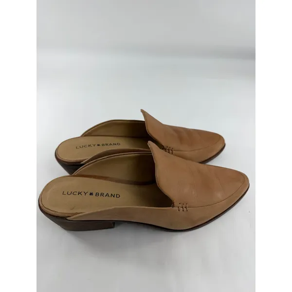 Lucky Brand Margrete Tan Brown Leather Pointed Toe Mule Slides Womens 8.5 M 39 - Image 4