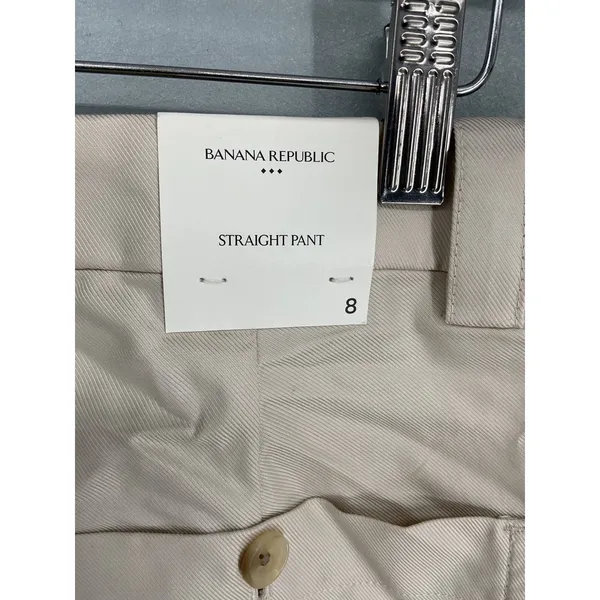 Banana Republic Womens Straight Pant Mid-Rise Twill Beige 8 - Image 6