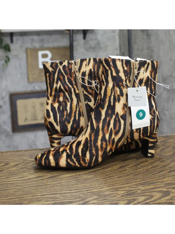NWT A New Day Womens Tigris Boots Block Heel 94568630 Tiger Print Brown 9M - Image 7