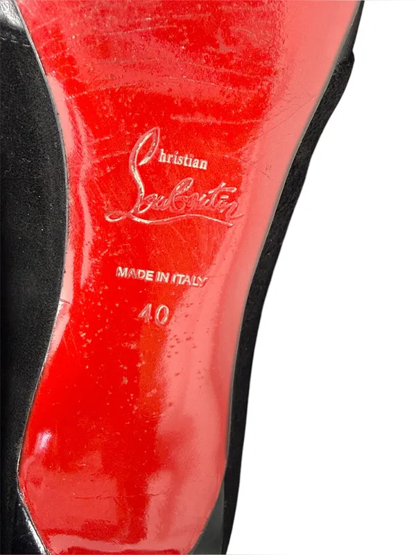 Christian Louboutin Gaetanina Black Leather Suede Almond Toe Ankle Boots Size 40 - Image 10