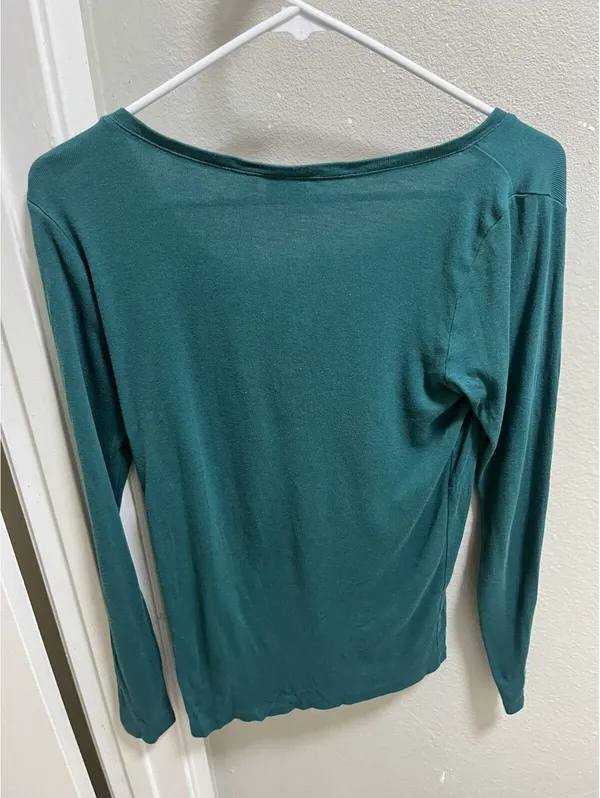 Ralph Lauren Sport Green Pima Cotton Blend V Neck Sweater L - Image 3
