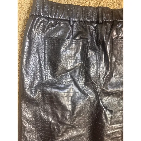 Chicos Faux Leather Croc Embossed Wide Leg Pants Black Size 3 16 XL edgy rocker - Image 6