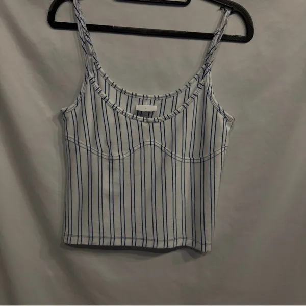 Pilcro Anthropologie Navy & White Striped corset tank size small NWT - Image 3