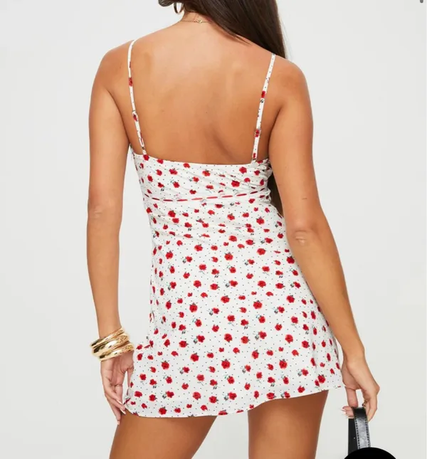 Karena Mini Dress White / Red Floral - Image 2