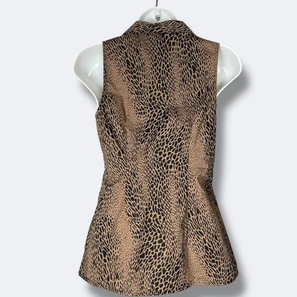 Guess Wrap Top Animal Print‎ Women Small Brown Black Leopard Sleeveless Blouse - Image 2