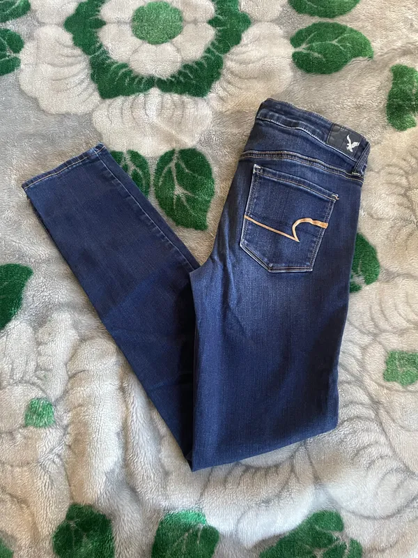 American Eagle Indigo Ribbed High Rise Skinny Jeans - Image 6