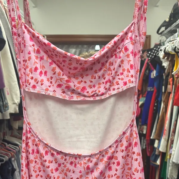 Pink and Red Floral Slip Dress - Image 3