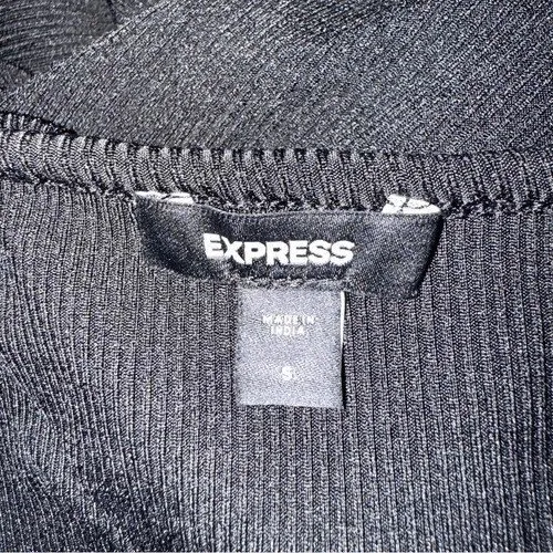 EXPRESS Black Ruffle Neck Ribbed Cap Sleeve Cap‎ Sleeve Bodysuit NWOT Small - Image 6