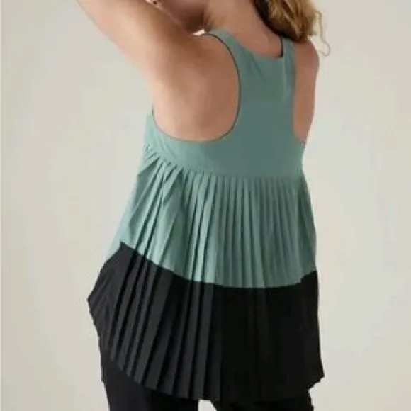 Athleta Teal and‎ Black Colorblock V-Neck Tank - Image 2
