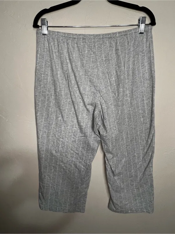 Lauren Ralph Lauren Essentials Bingham Knits Gray White Striped Capri Pajama Set - Image 13