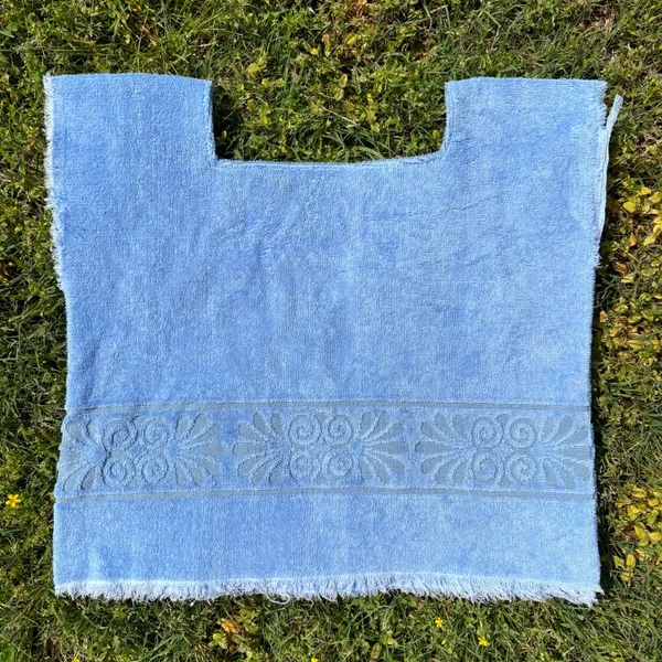 Vintage 70s Grecian Blue Towel Top - Image 3