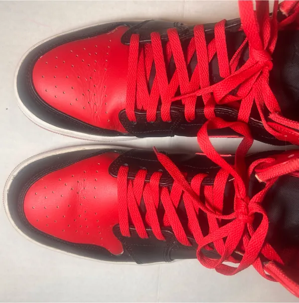 Men’s Nike Air Jordan 1 Mid Red and Black - Image 5