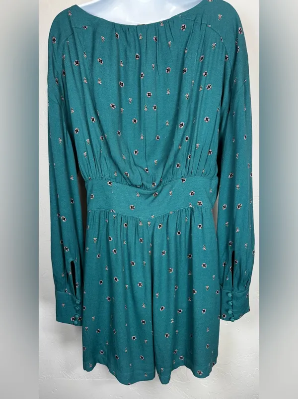Free People Love Grows Teal Long-Sleeve Romper Size Large - Image 7