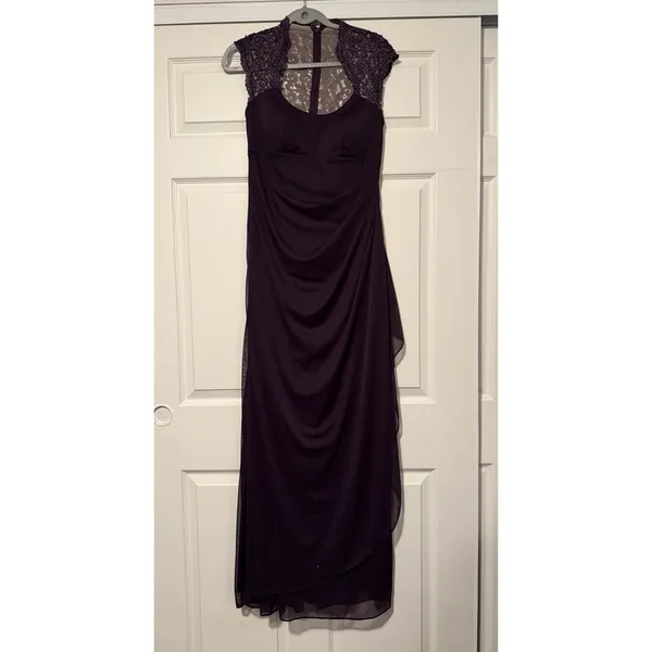 Xscape Retro Y2K Prom Formal Gown‎ Dress Sheer Lace Cap Sleeve - Image 6