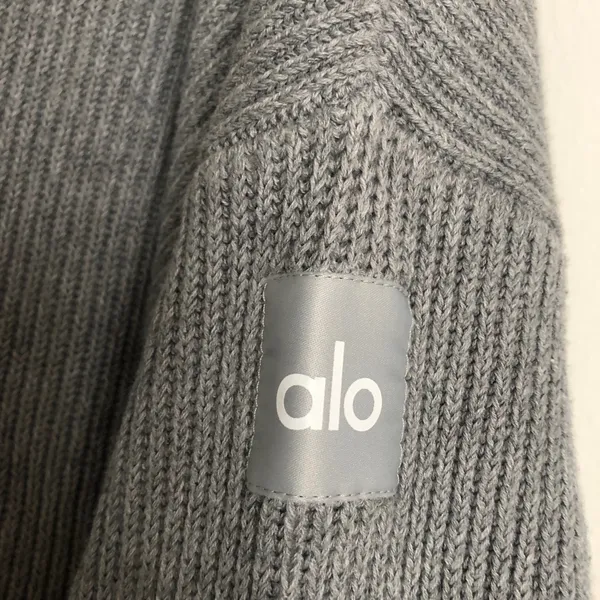 Alo Yoga Domain Rib Knit Crew Sweater Athletic Heather Grey M - Image 5