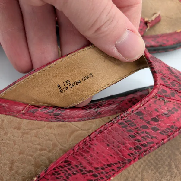 b.o.c. Born Concept Womens‎ Red Snakeskin Print Thong Flip Flop Sandals 8 Cat284 - Image 8