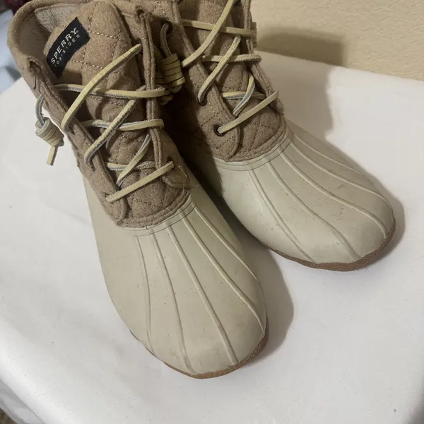 Sperry Top-Sider Womens Saltwater Duck Boots Tan Quilted Waterproof size 9 - Image 4