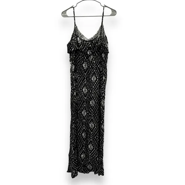 Y2K Mudd Black &‎ White Geometric Print Sleeveless Front Slit Maxi Dress Sz XL - Image 4