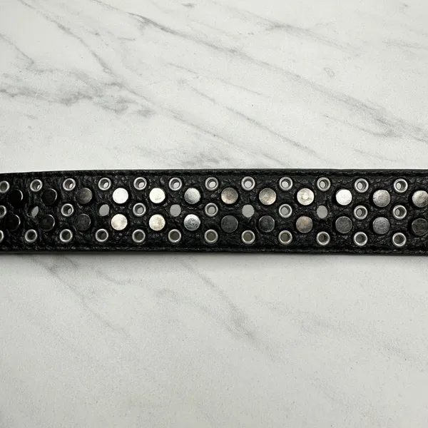 Studded Black Faux Leather Grommet Belt Womens Size Large (L) ✨ - Image 8