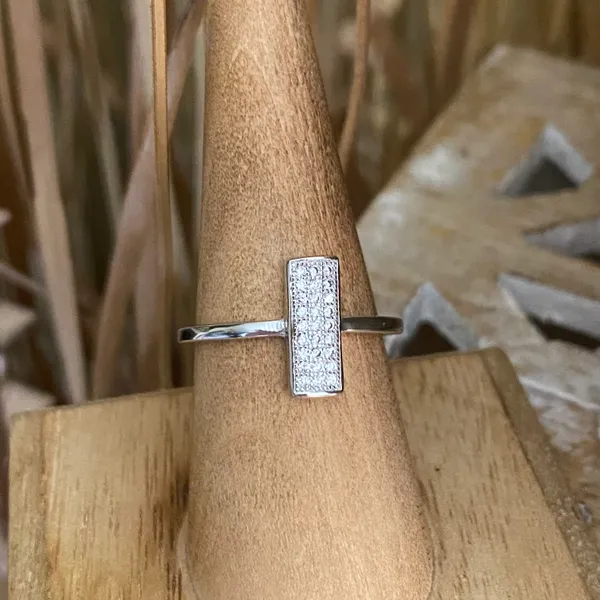 Micro Pave Cubic Zirconia Sterling Silver Ring Size 9 - Image 4