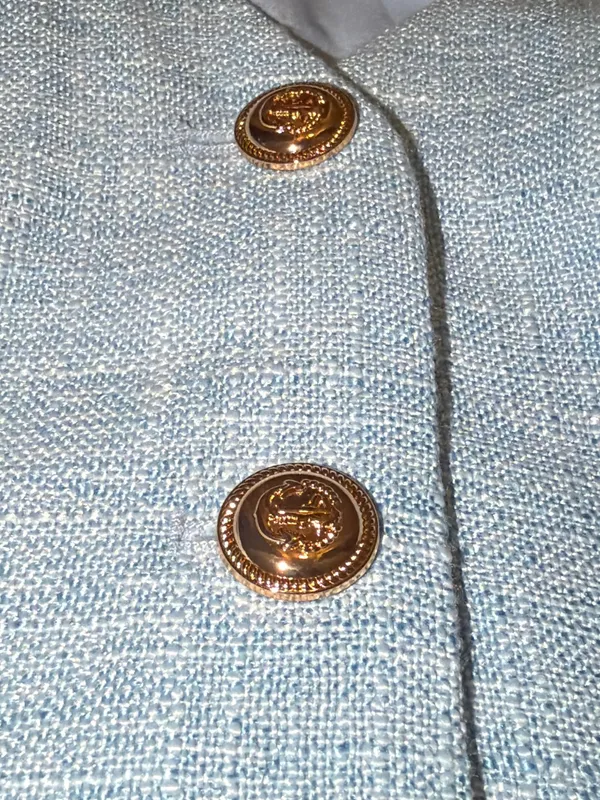 Commense Textured Metal Button Vest & Shorts Set - Blue - Image 4