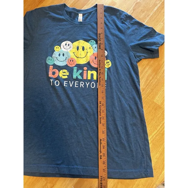 Be Kind To Everyone Smiley Face Graphic Tee Blue Bella Canvas Unisex Size Large - Image 7