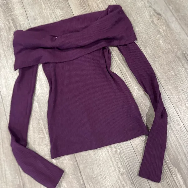 We The Free Off-Shoulder Burgundy Sweater - Image 9