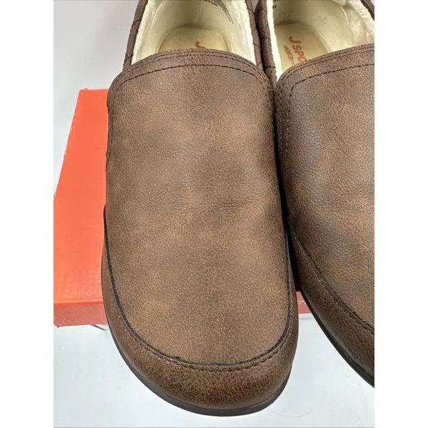 JSport Women's Casual Loafer Slip On Shoes Flats Faux Fur Lined Brown Size 7.5 - Image 4
