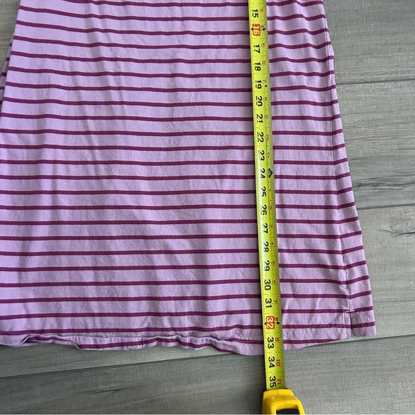 Pact Organic Cotton Soft Spun Pink Stripe A Line Sleeveless Mini Shirt Dress S - Image 8