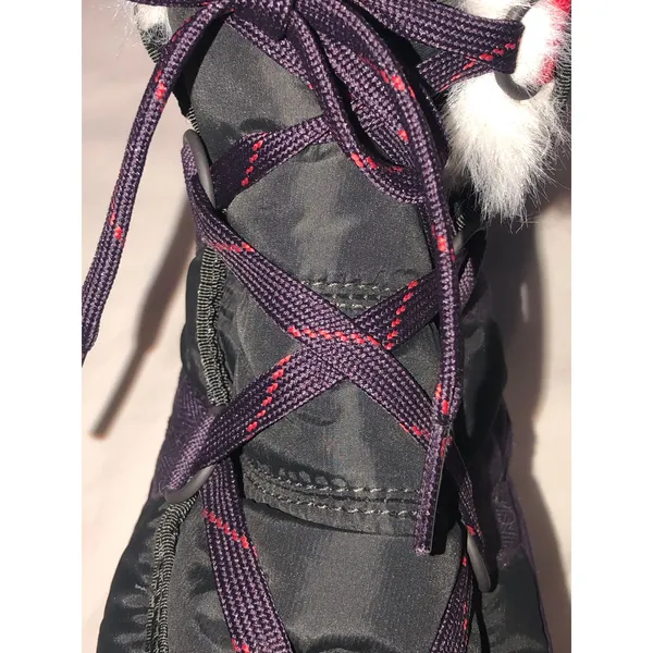 Sorel Whitney Short Lace Snow Boots Size 10 Dark Plum Waterproof Winter Gray - Image 6