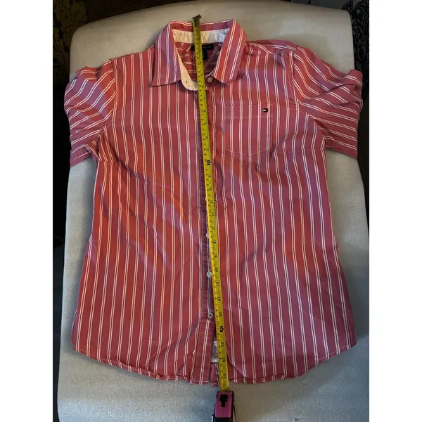 Tommy Hilfiger Red/White Striped Button Down Shirt M Classic Preppy Cherrygirl - Image 7