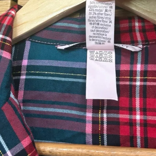 Victorias Secret Plaid Button Down Pajama Top Size XS‎ - Image 5