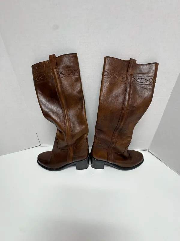 ASH Designer Shoes Cognac Brown Leather Knee -High Boots - Size 38. - Image 2
