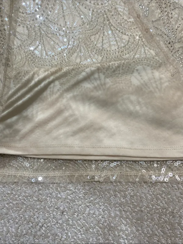 NWT Adrianna Papell Sequin Blouse Top Champagne L - Image 12