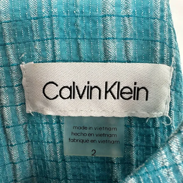 Calvin Klein‎ size 2 blue plaid sleeveless dress wrap style gingham tie waist - Image 7