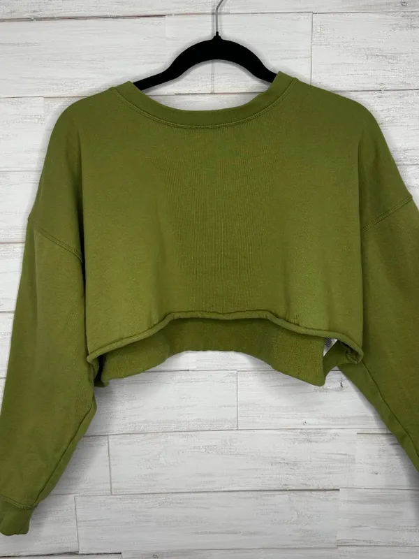 WeWoreWhat Womens Cropped Olive Green Sweatshirt Size Small - Image 3