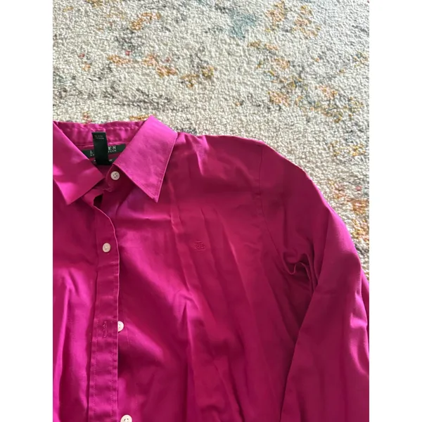 Lauren Ralph Lauren Magenta Pink Non-Iron Cotton Button Down Shirt Large - Image 3