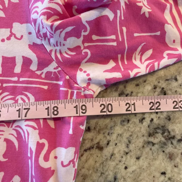 Barbara Gerwit Elephant Palm Tree Tunic Dress Womens M Pink Preppy Resort Knit - Image 9