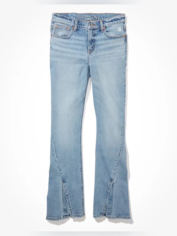American Eagle Curvy ’90s Bootcut Slit‎ Hem Denim Jeans Light Minimalist AE Chic - Image 3