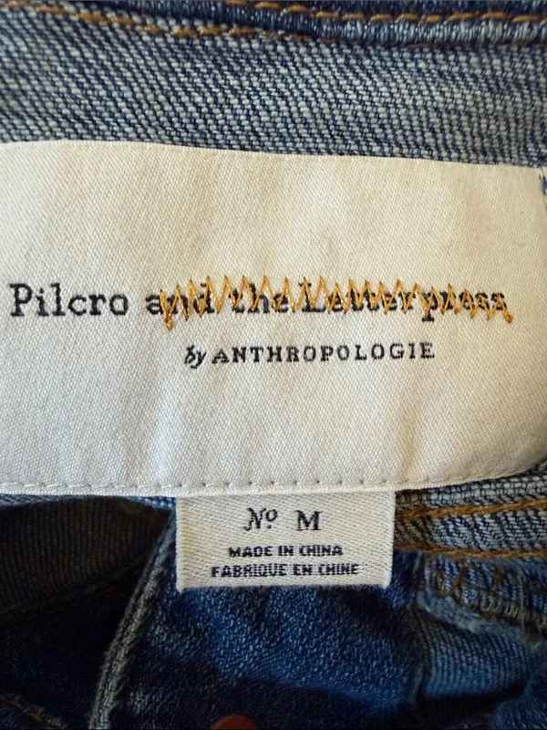 Anthropologie Pilcro and the Letterpress Denim Jacket Gray Knit Sweater Sleeves - Image 7