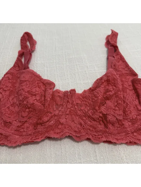 Cosabella Prettie Bra Coral Pink Lace Sz 32D Underwire Unlined Made In Italy - Image 2