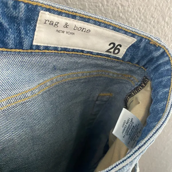 Rag & Bone Rosa Mid-Rise Boyfriend Jeans Size 26 Bristol Blue Distressed Cotton - Image 3