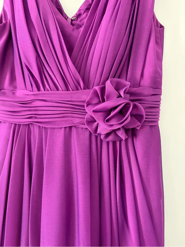 JS Collections Purple Sleeveless Chiffon V Neck A Line Formal Maxi Gown 6 - Image 4