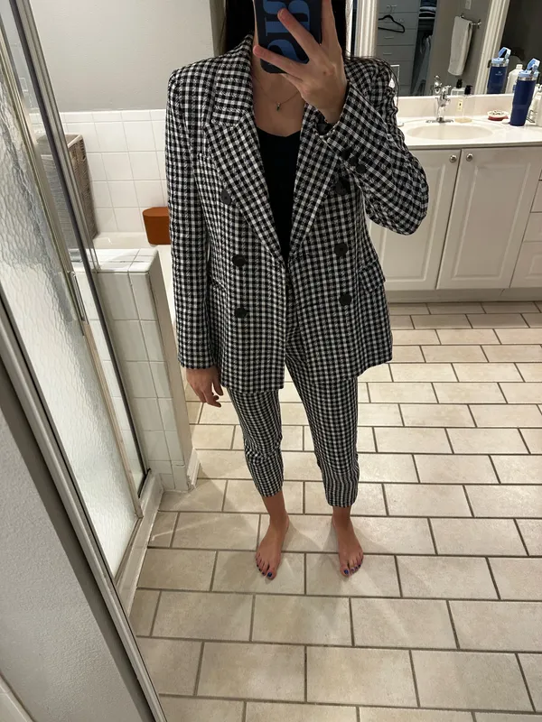 Zara black and white gingham suit jacket - Image 4